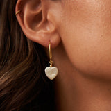 Pearl Heart shape hoop earrings in gold