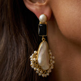 Black Glass Large Pearl Drop earrings