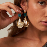 Blue Glass Large Pearl Drop earrings