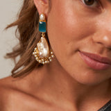 Blue Glass Large Pearl Drop earrings