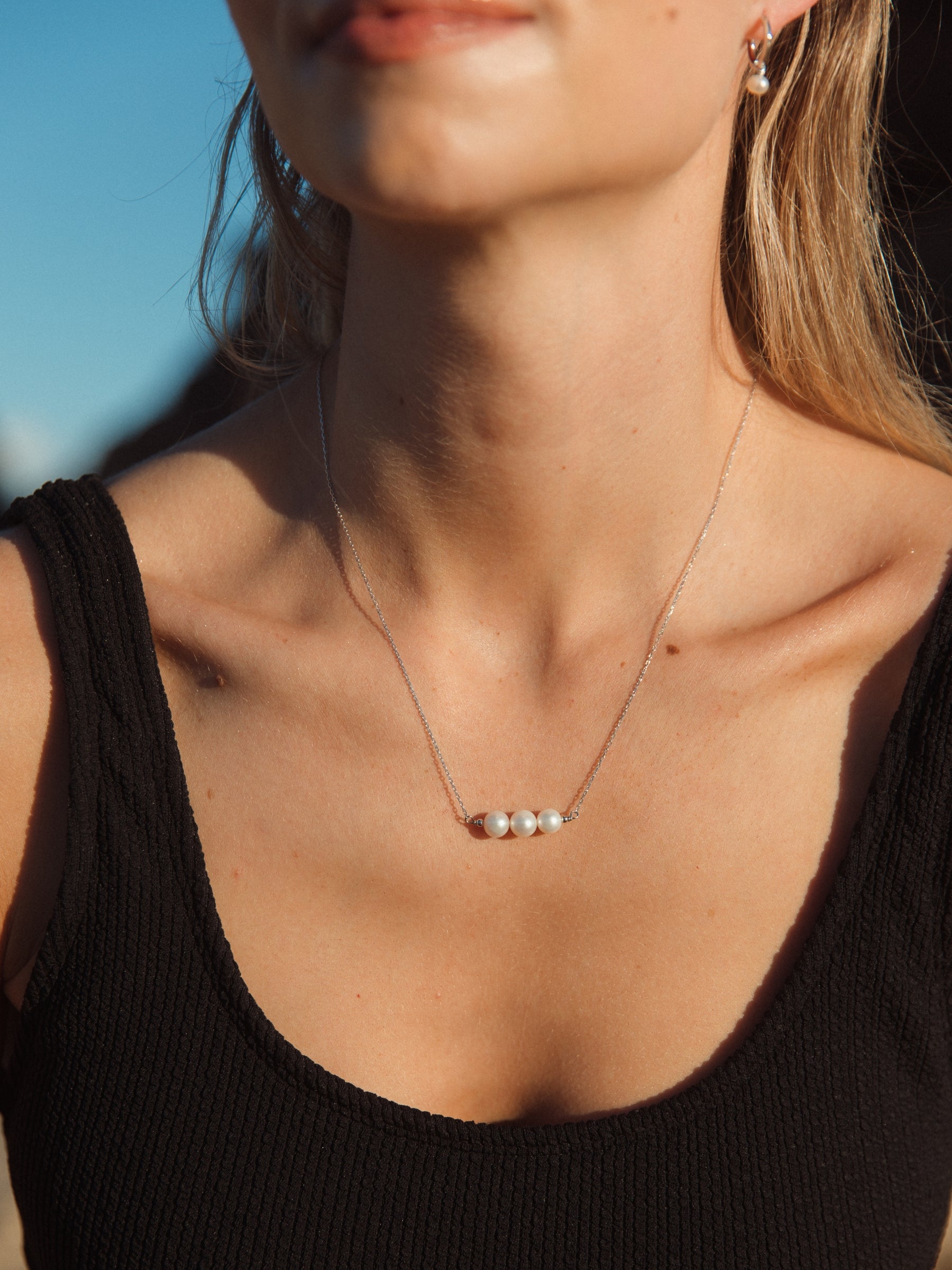 Three Pearl Pendant Necklace