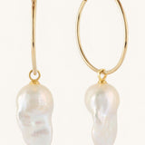 Large Fireball Baroque Pearl Hoop Earrings