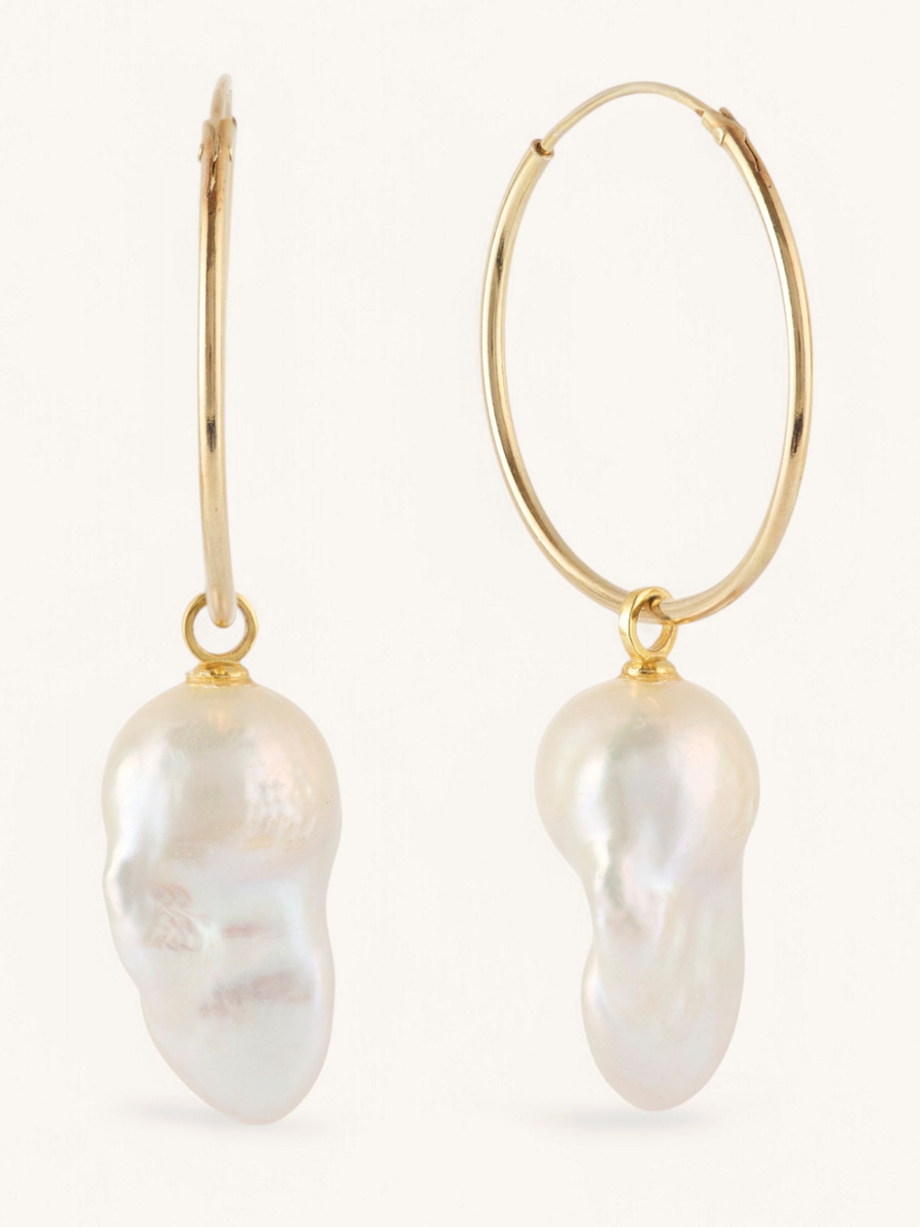 Large Fireball Baroque Pearl Hoop Earrings