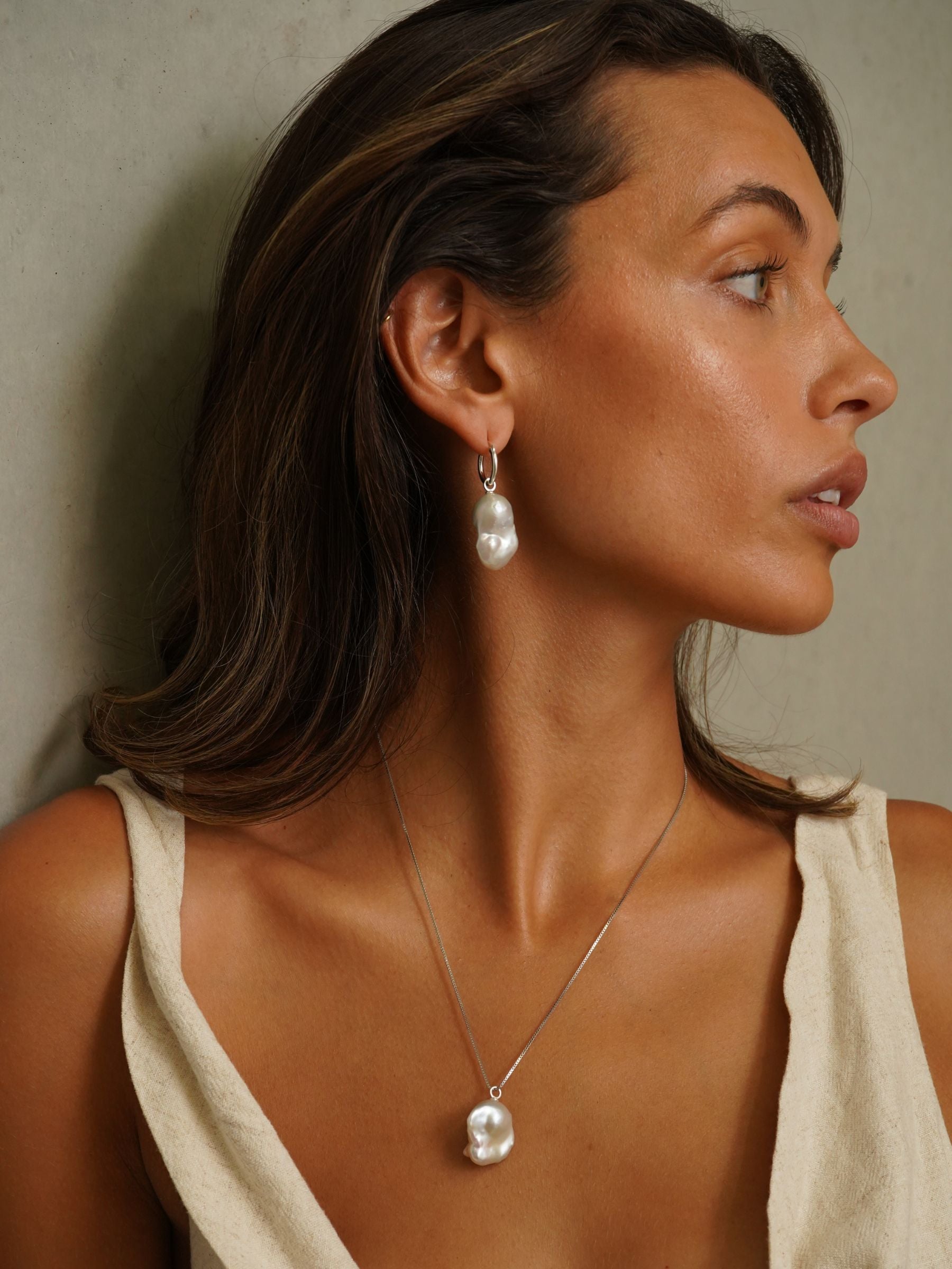 Large Fireball Baroque Pearl Hoop Earrings