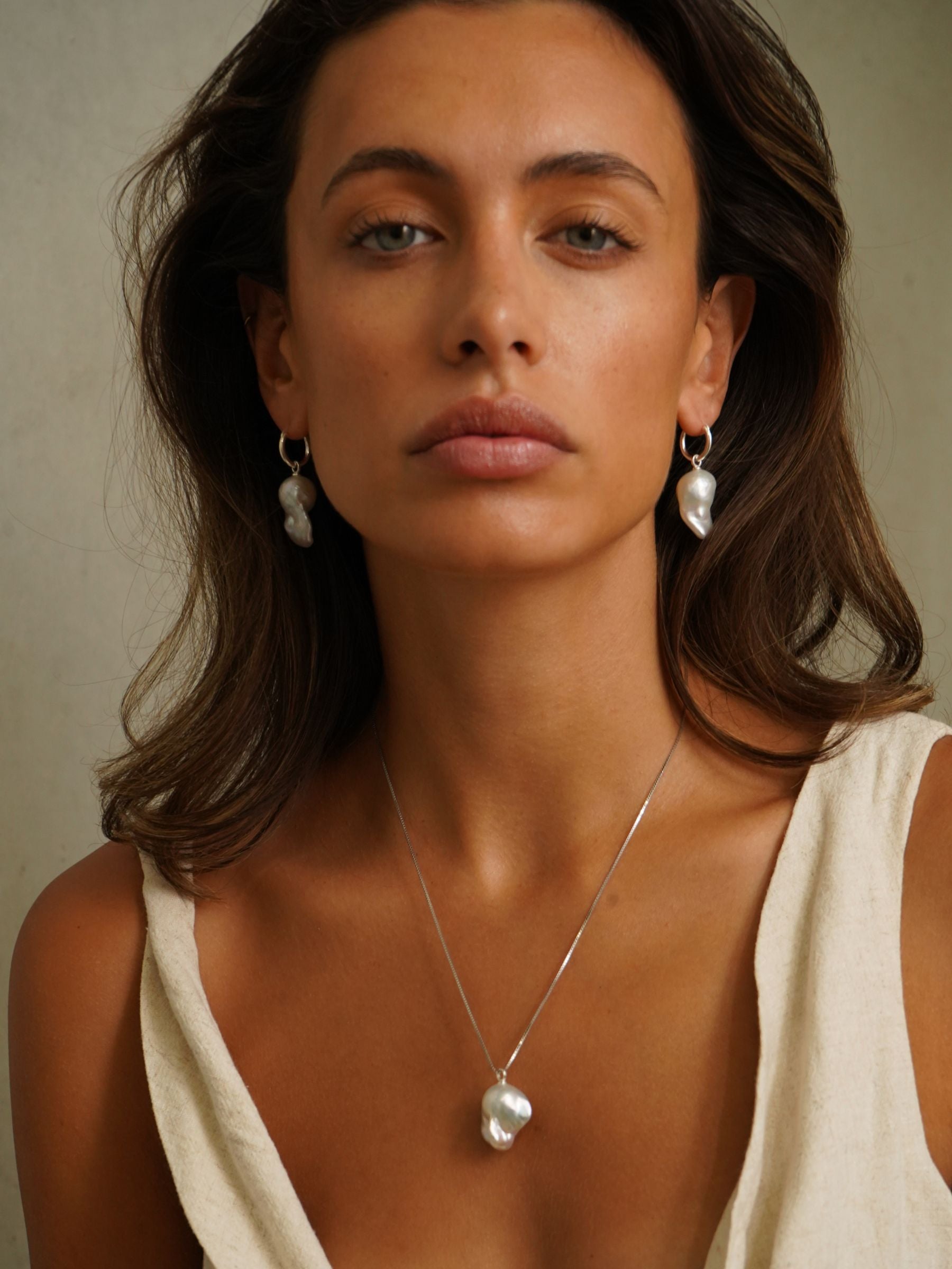 Large Fireball Baroque Pearl Hoop Earrings