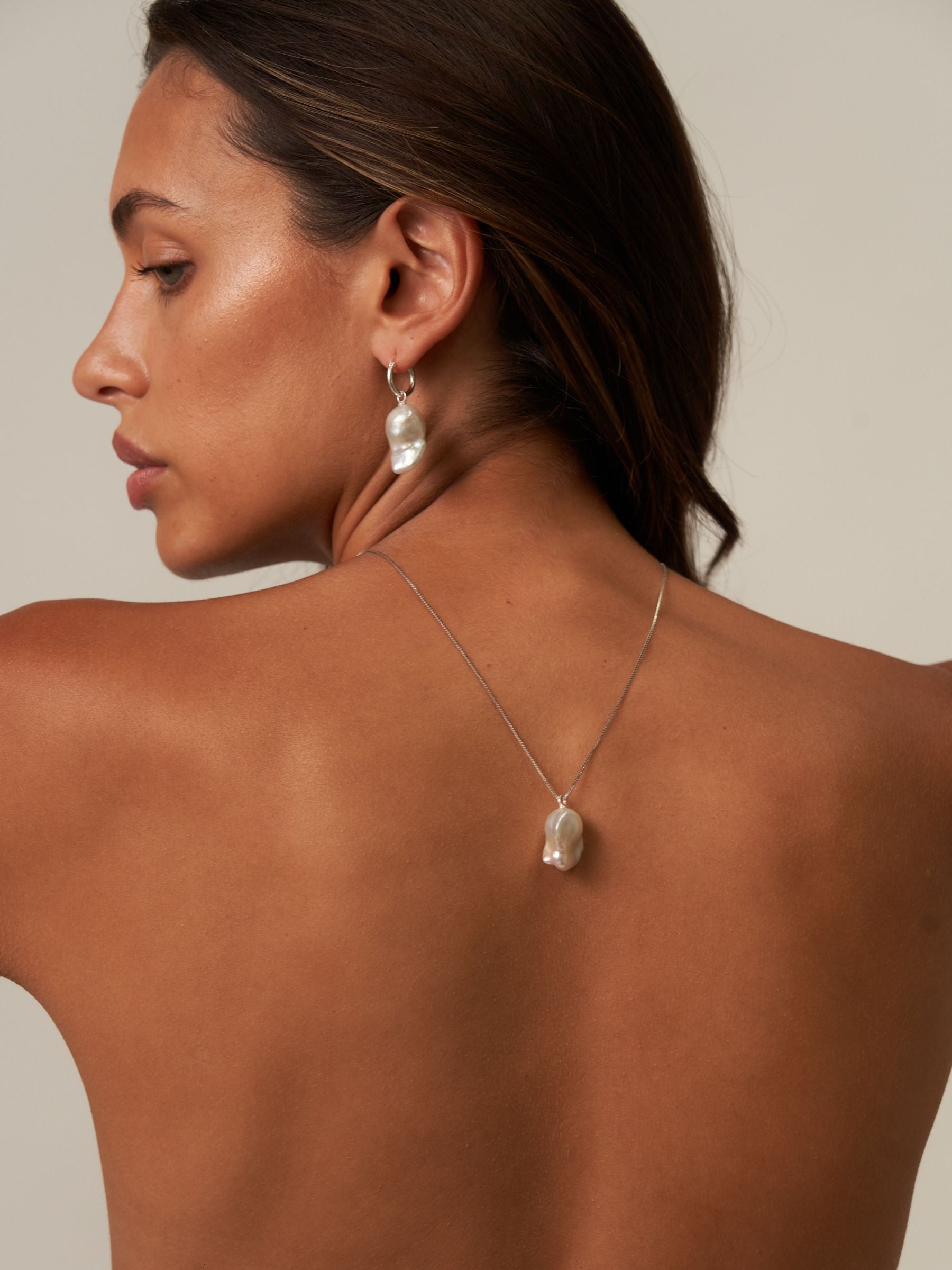 Large Fireball Baroque Pearl Hoop Earrings
