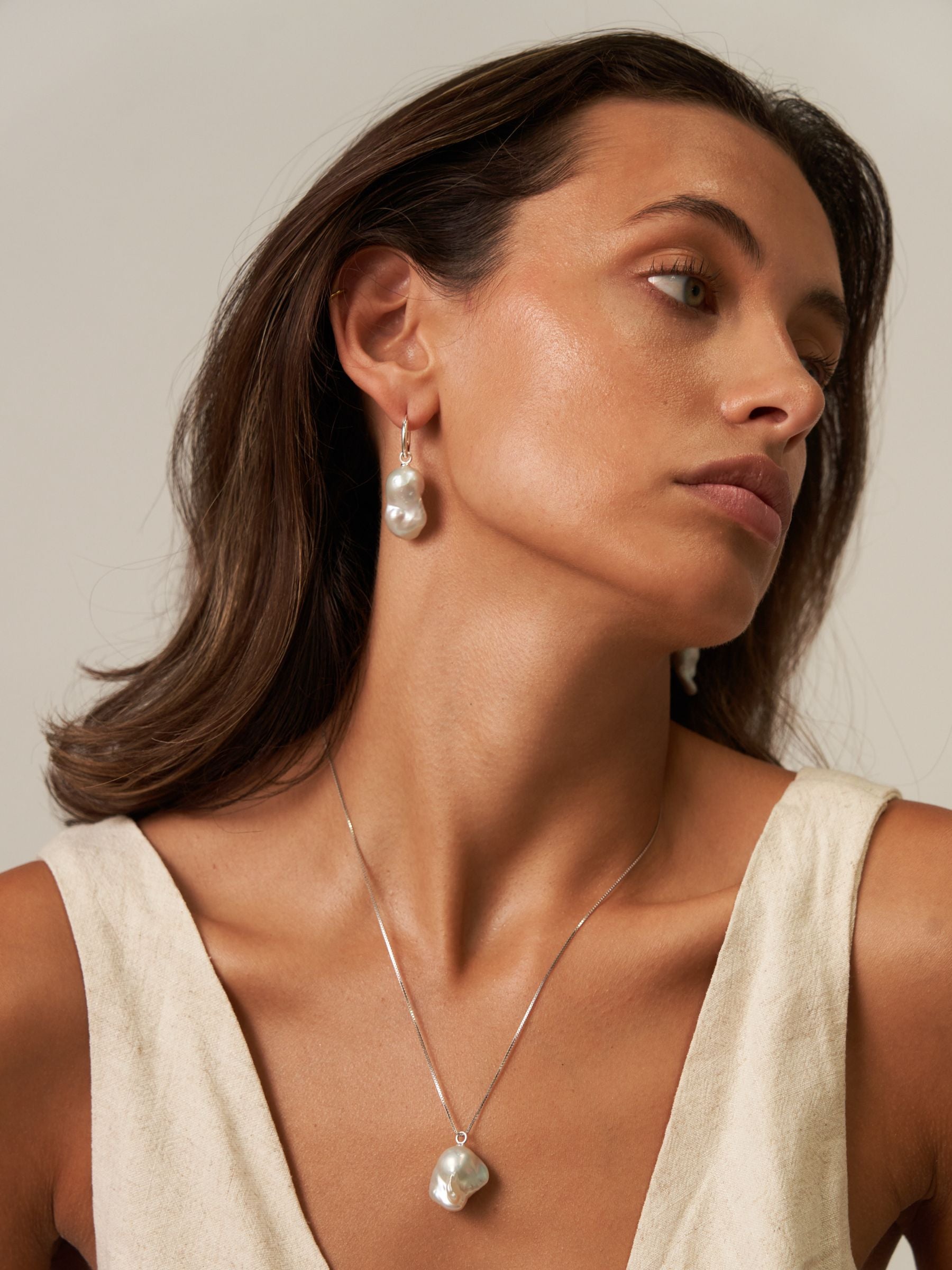 Large Fireball Baroque Pearl Hoop Earrings