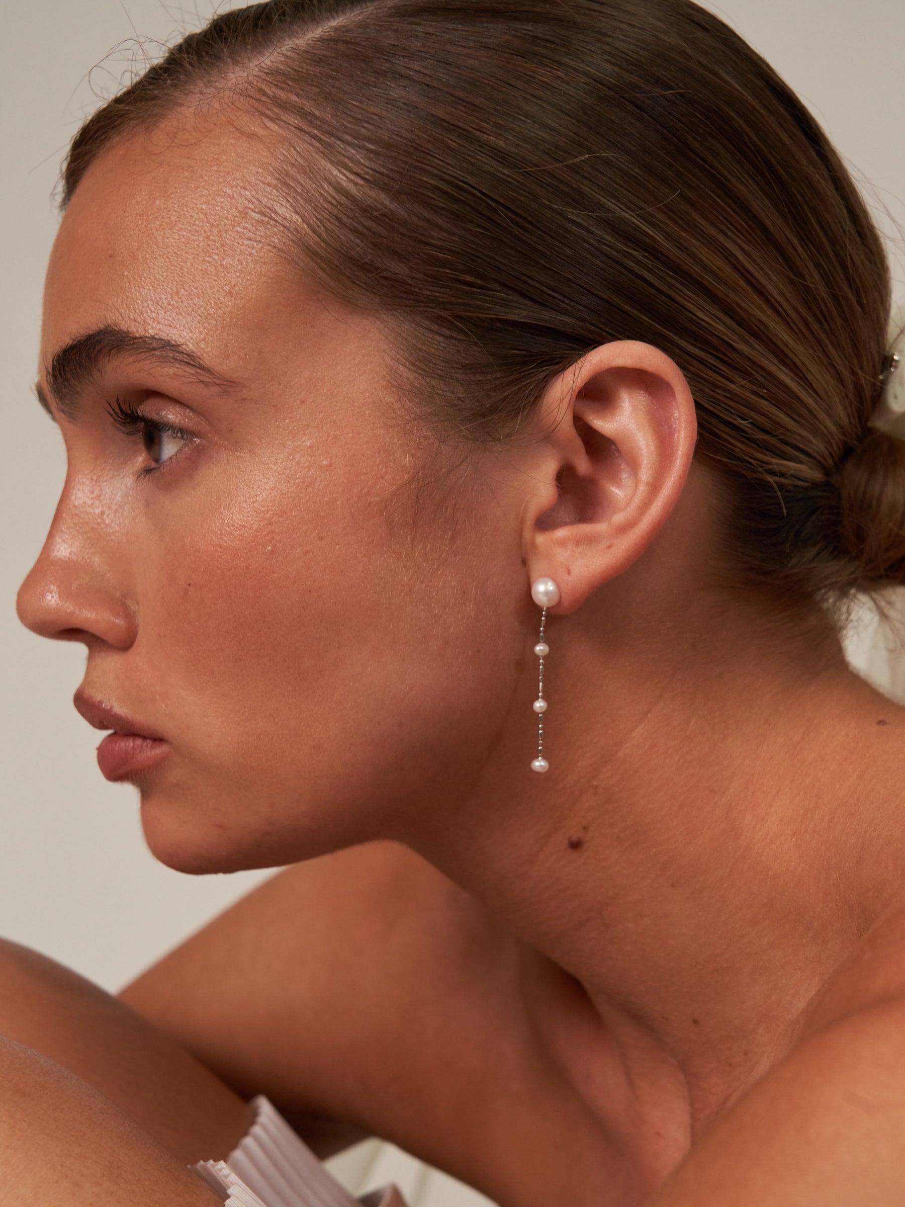 Four Pearl Drop Dangle Earrings