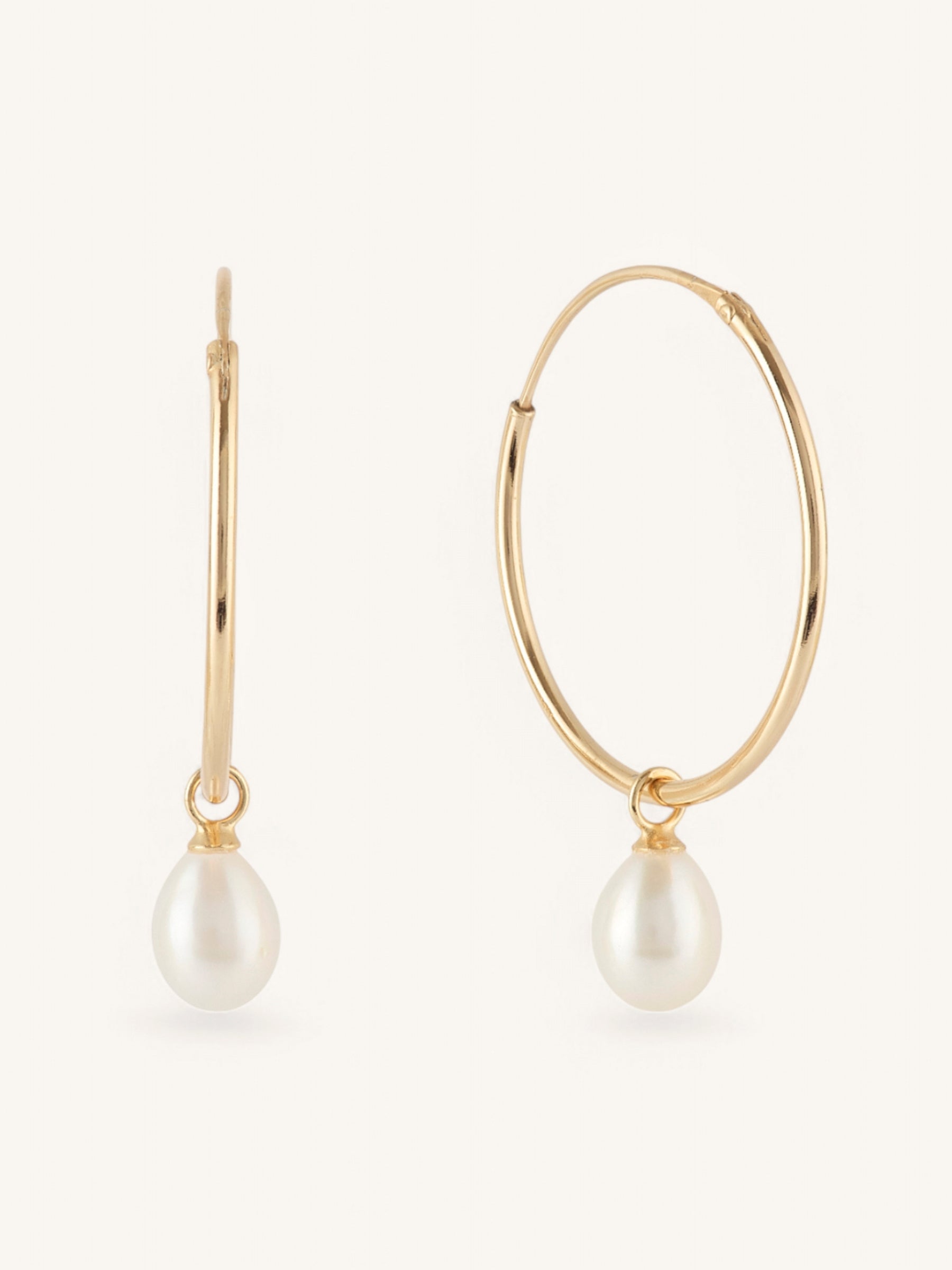 Single Pearl Large Hoop Earrings