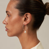 Large Hoop Pearl Earrings Silver