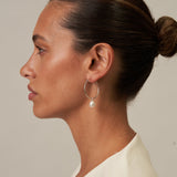 Large Hoop Pearl Earrings Silver