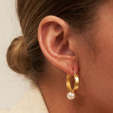 Chunky Gold Pearl Hoops