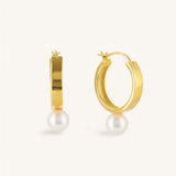 Chunky Gold Pearl Hoops