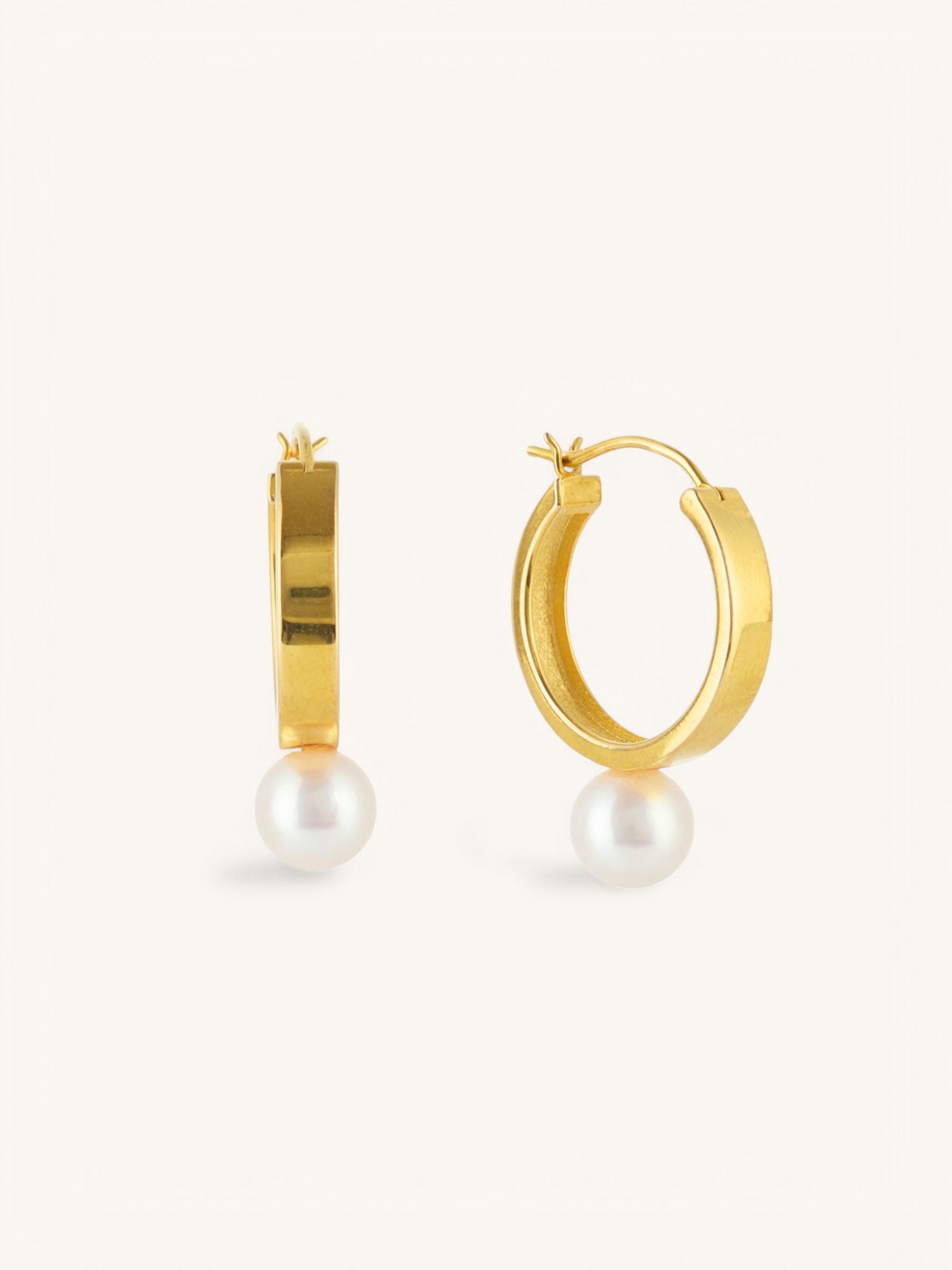 Chunky Gold Pearl Hoops
