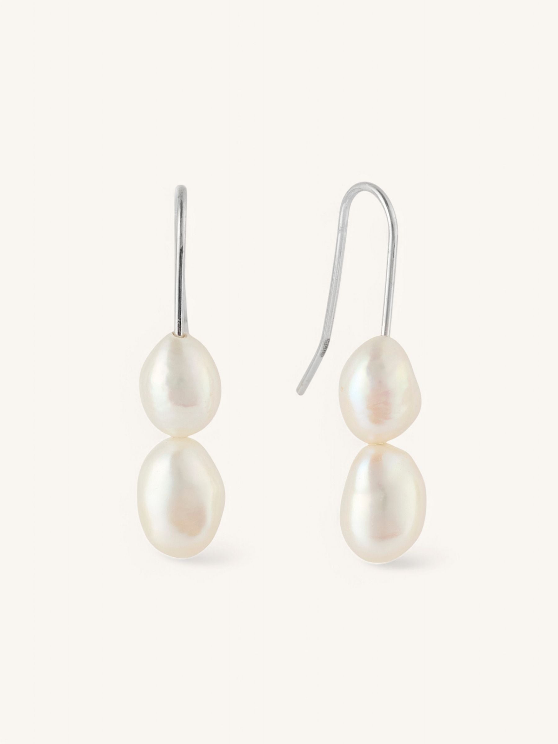 Two Pearl dangle drop earrings