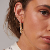 Large Gold Pearl Hoop Earrings