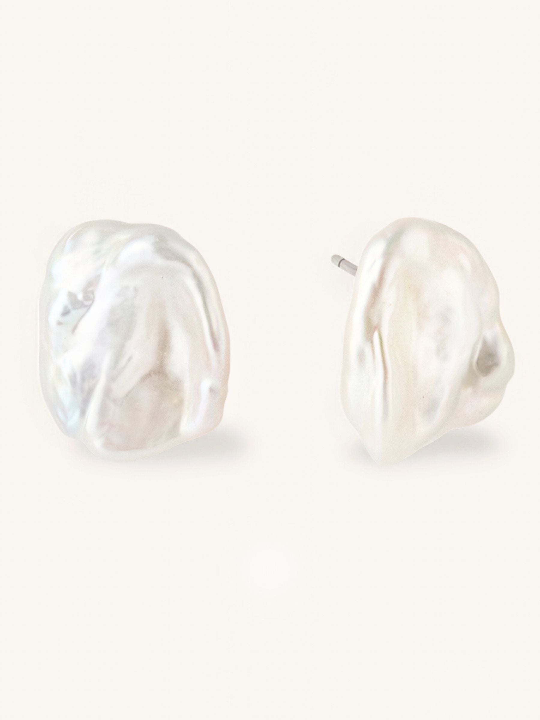 Large Baroque Pearl Stud Earrings