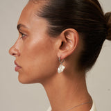 Baroque Pearl Drop Hoop Earrings
