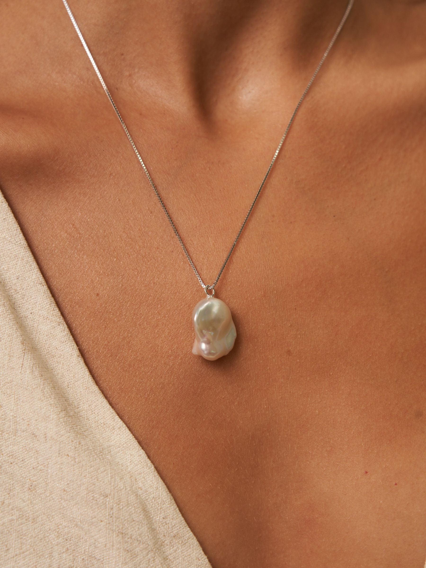 Large Fireball Keshi Pearl Necklace