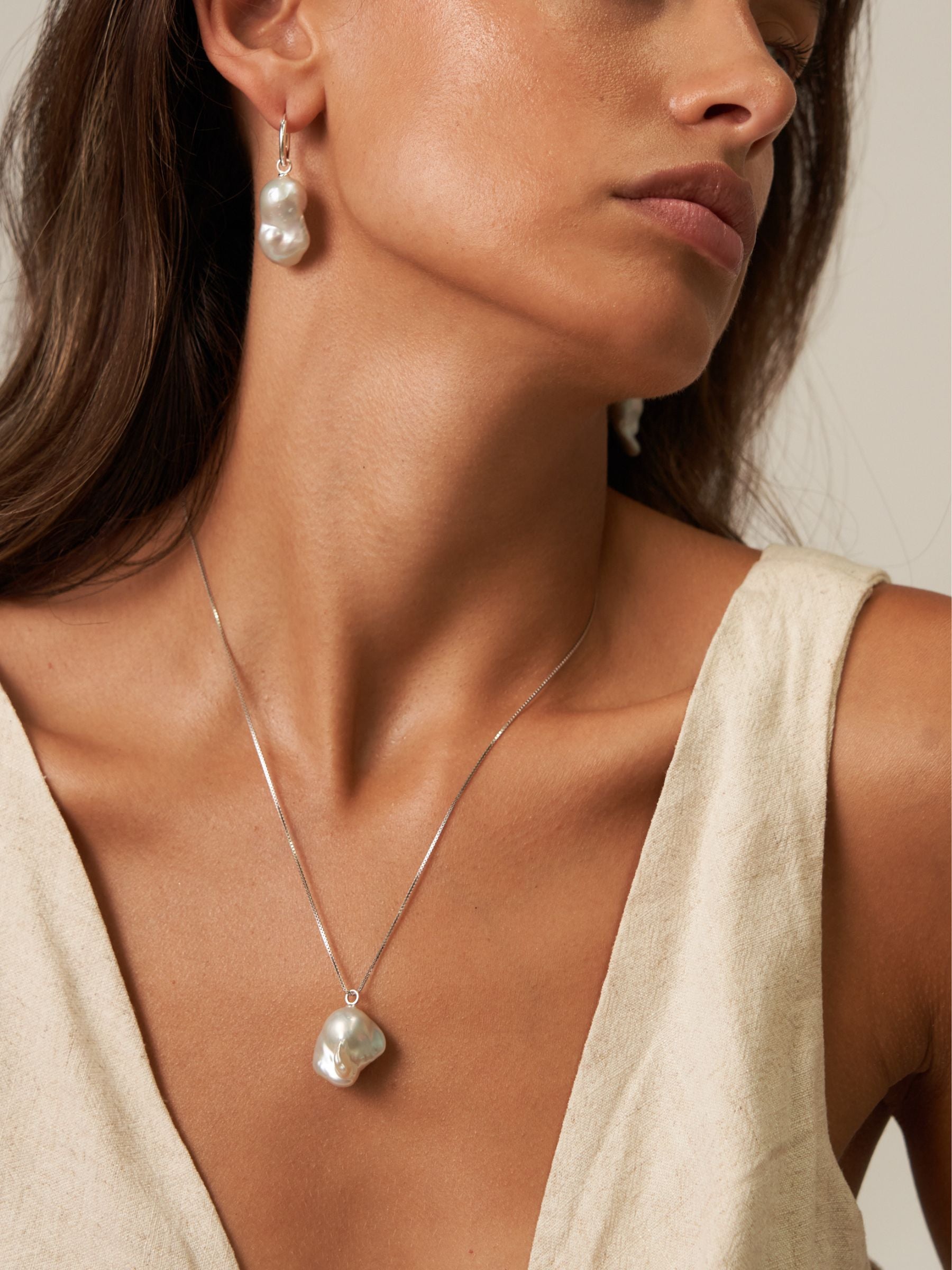 Large Fireball Keshi Pearl Necklace