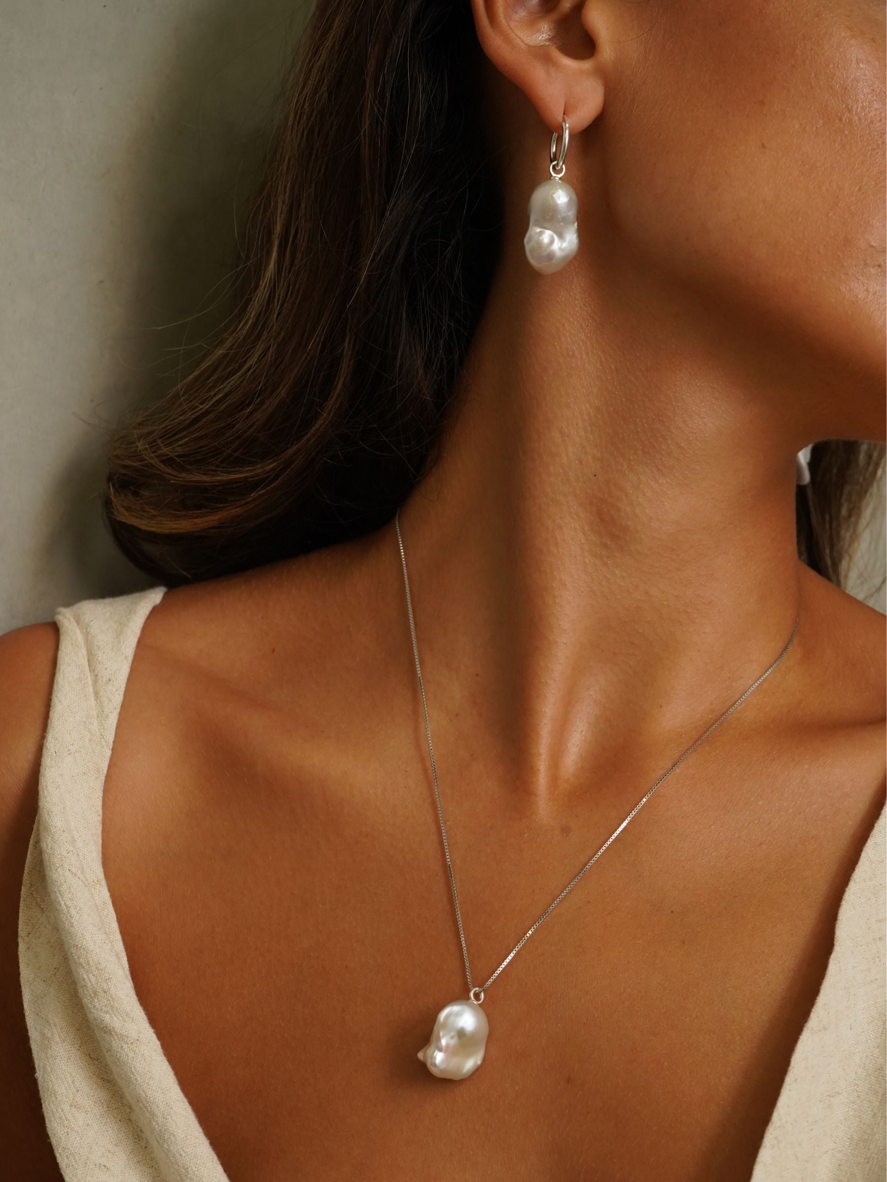 Large Fireball Keshi Pearl Necklace