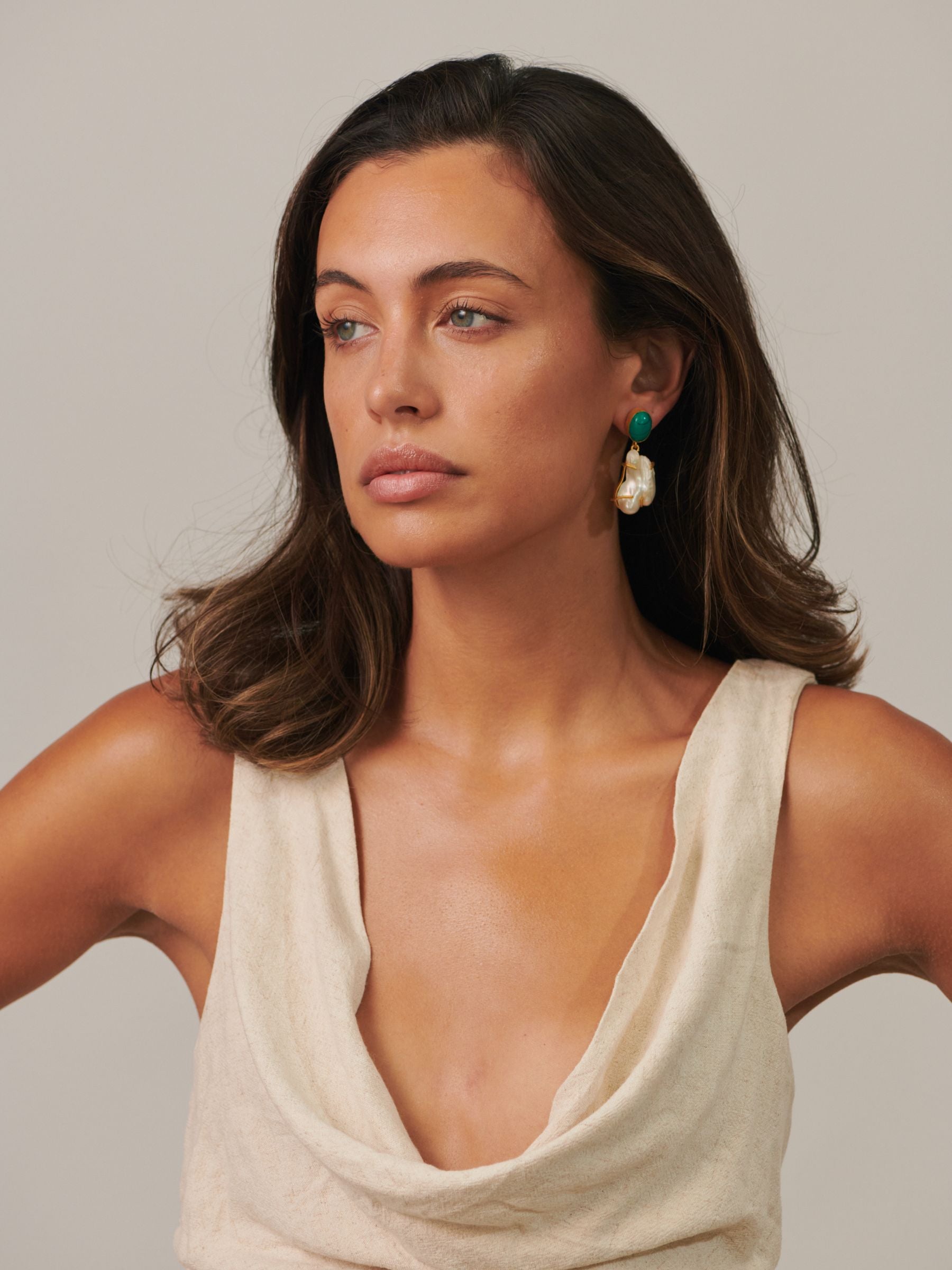 Jadie Large Pearl Jade dangle earrings