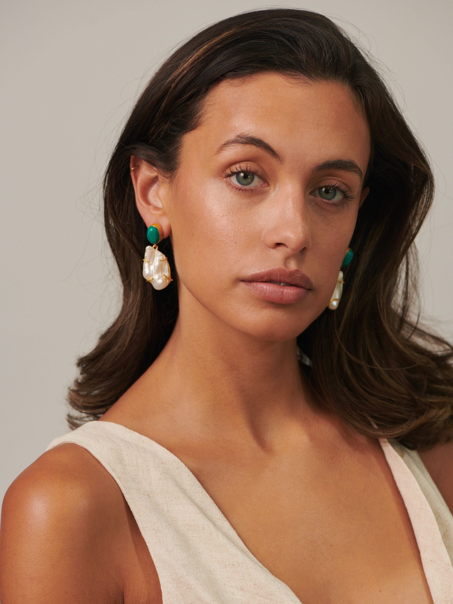 Jadie Large Pearl Jade dangle earrings