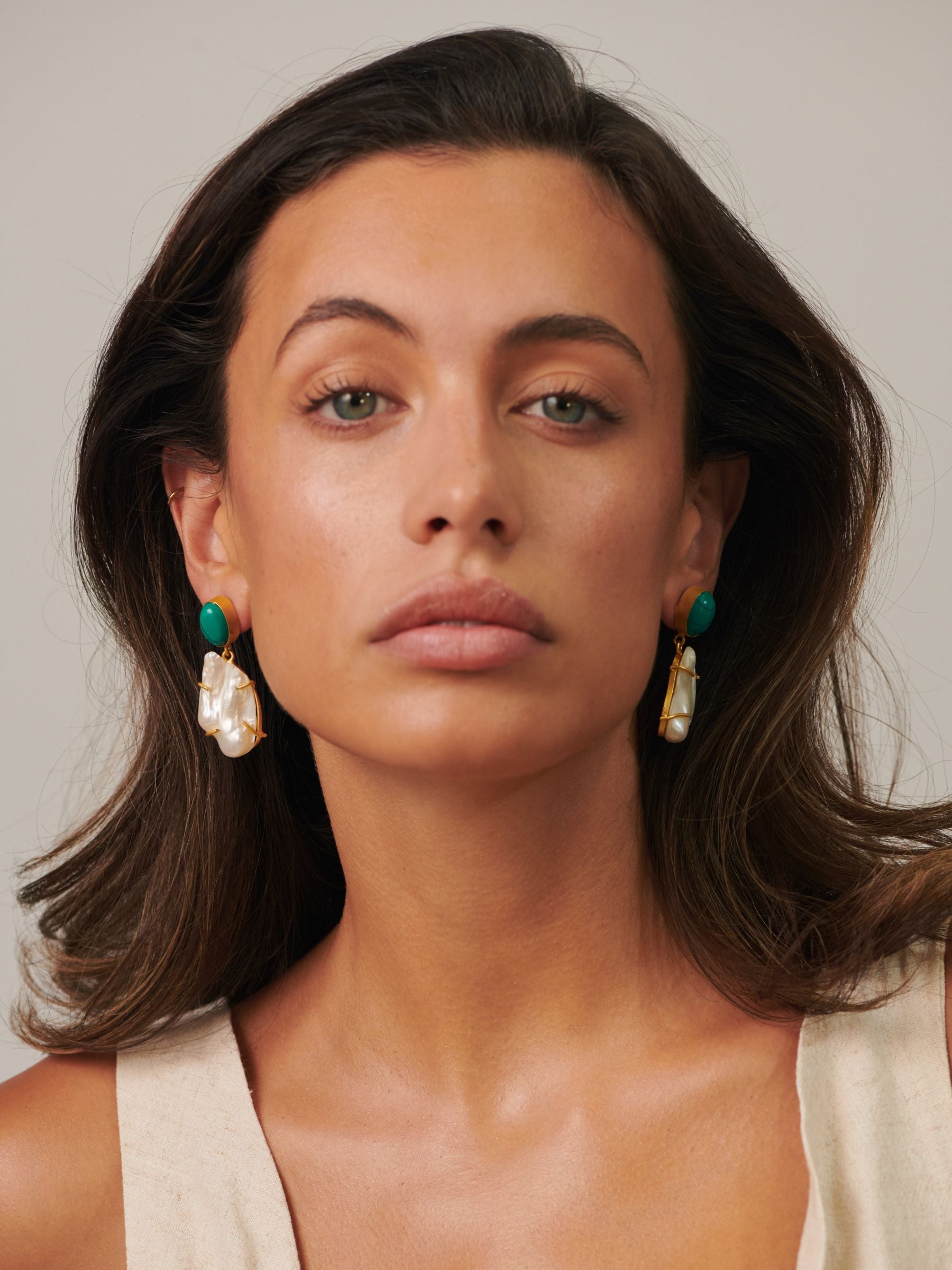 Jadie Large Pearl Jade dangle earrings