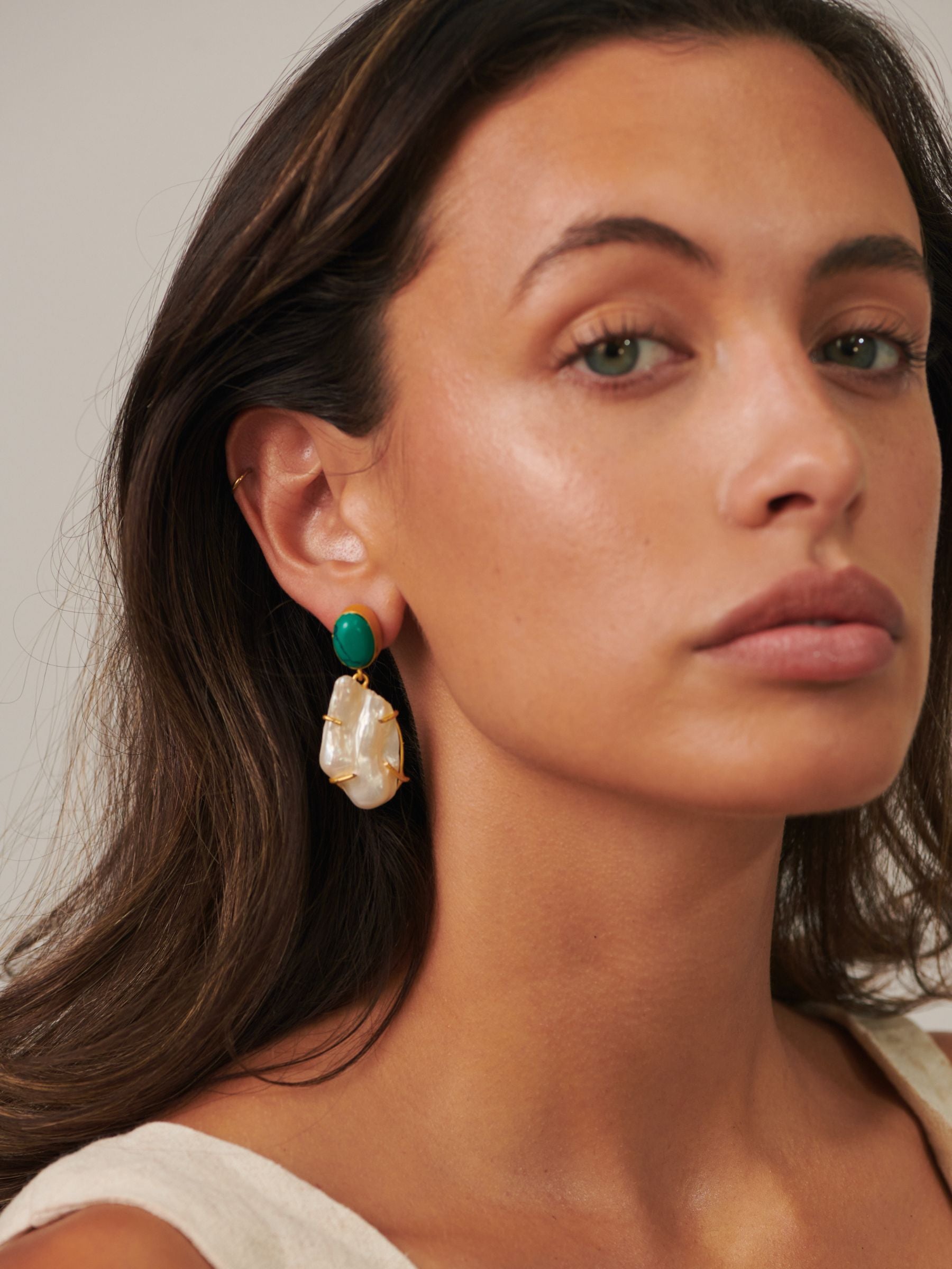 Jadie Large Pearl Jade dangle earrings