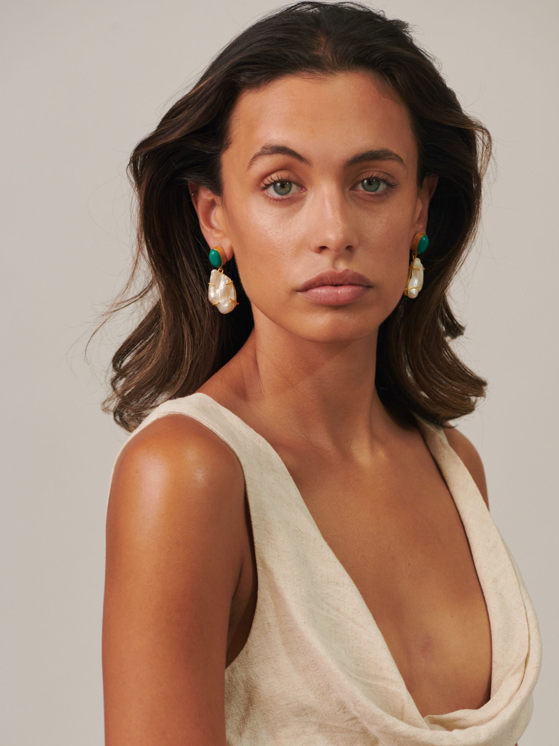 Jadie Large Pearl Jade dangle earrings