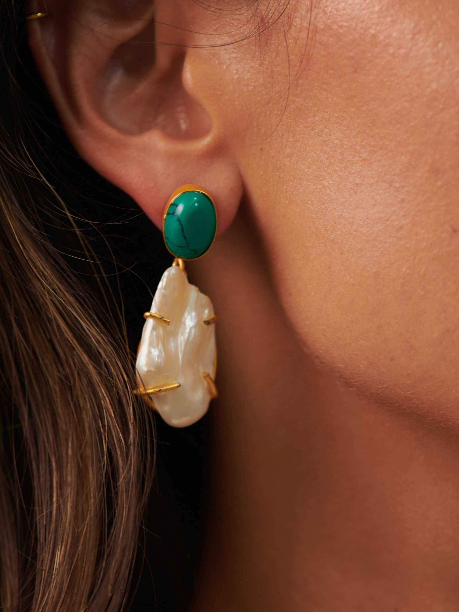 Jadie Large Pearl Jade dangle earrings