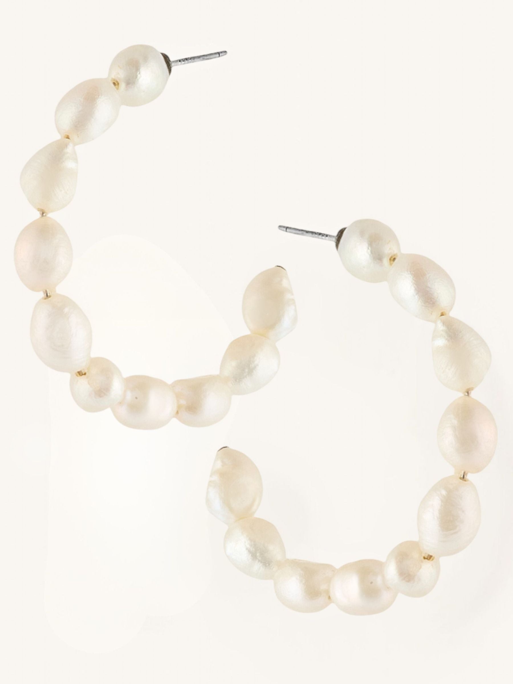 Large Pearl Hoop Earrings