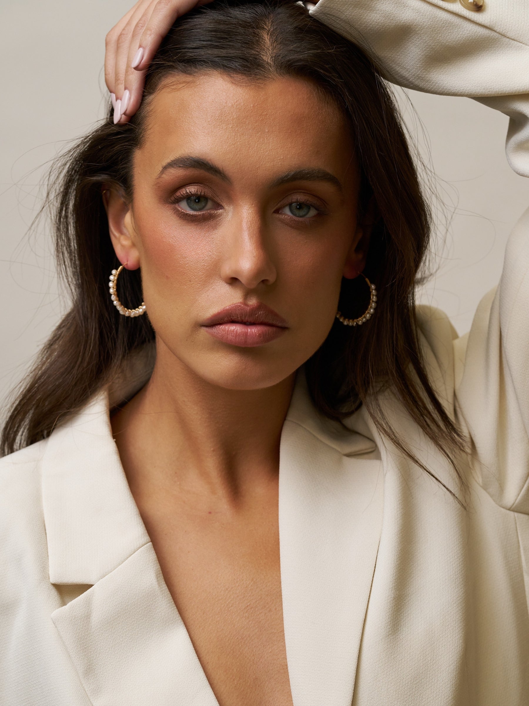 Large Hoop Earring adorned with Pearls