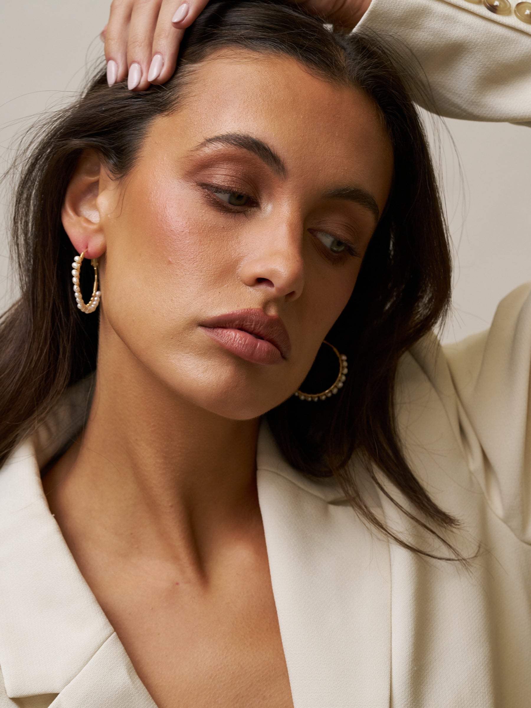 Large Hoop Earring adorned with Pearls