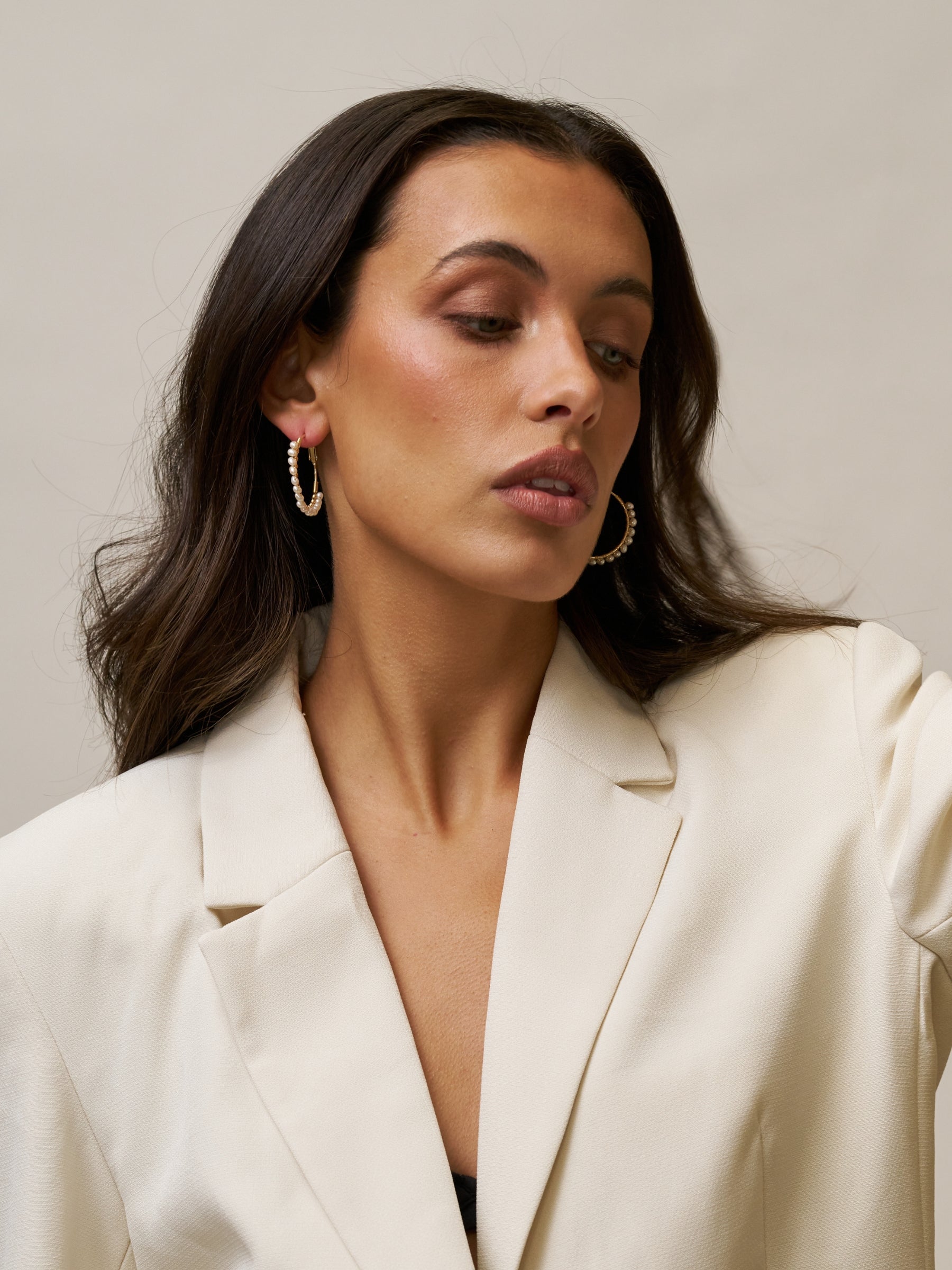 Large Hoop Earring adorned with Pearls