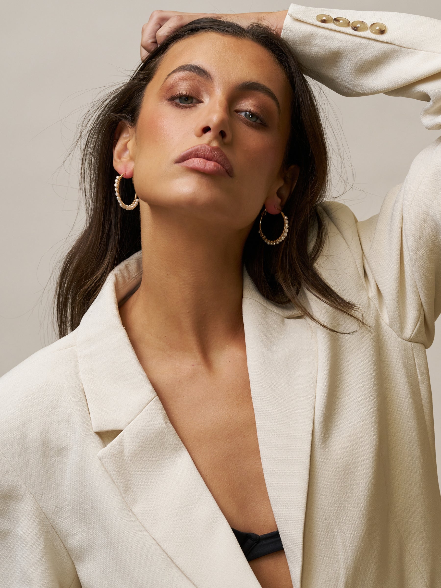 Large Hoop Earring adorned with Pearls