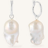 Large Fireball Baroque Pearl Hoop Earrings