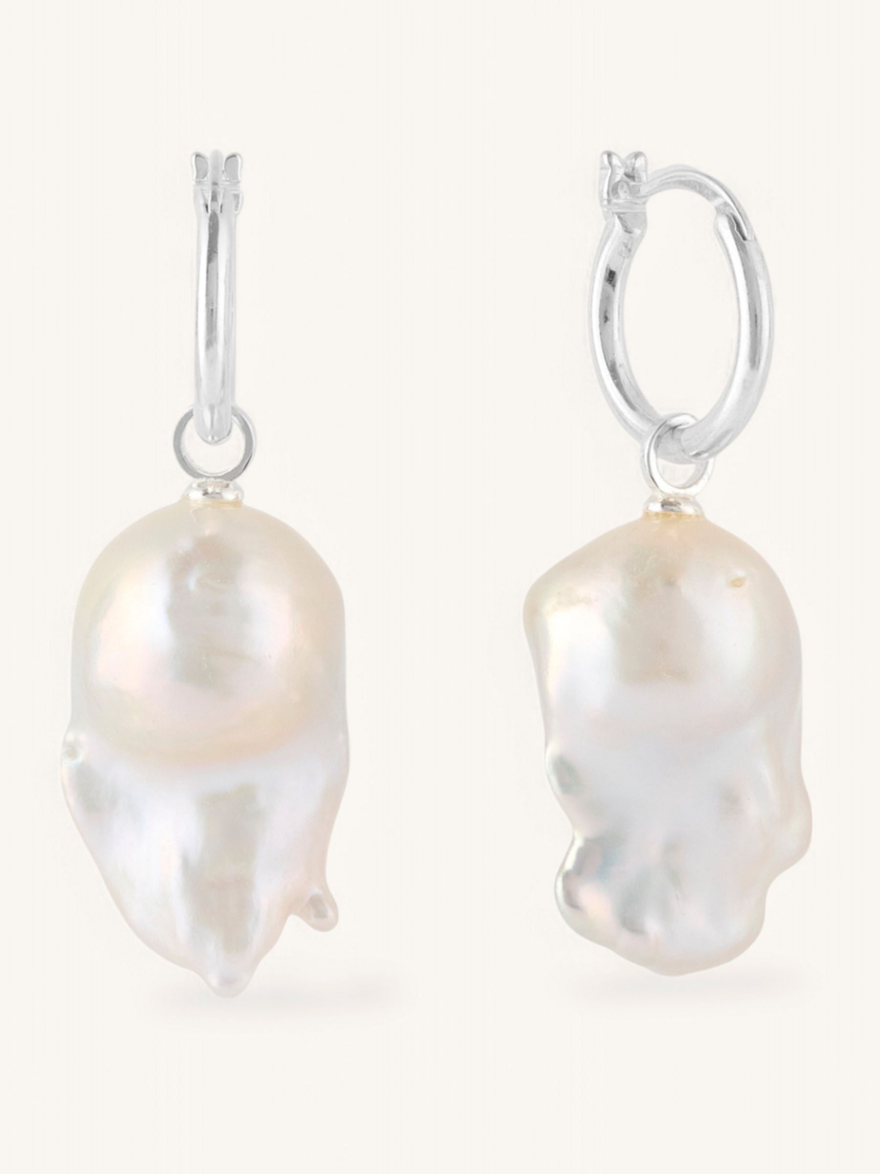 Large Fireball Baroque Pearl Hoop Earrings