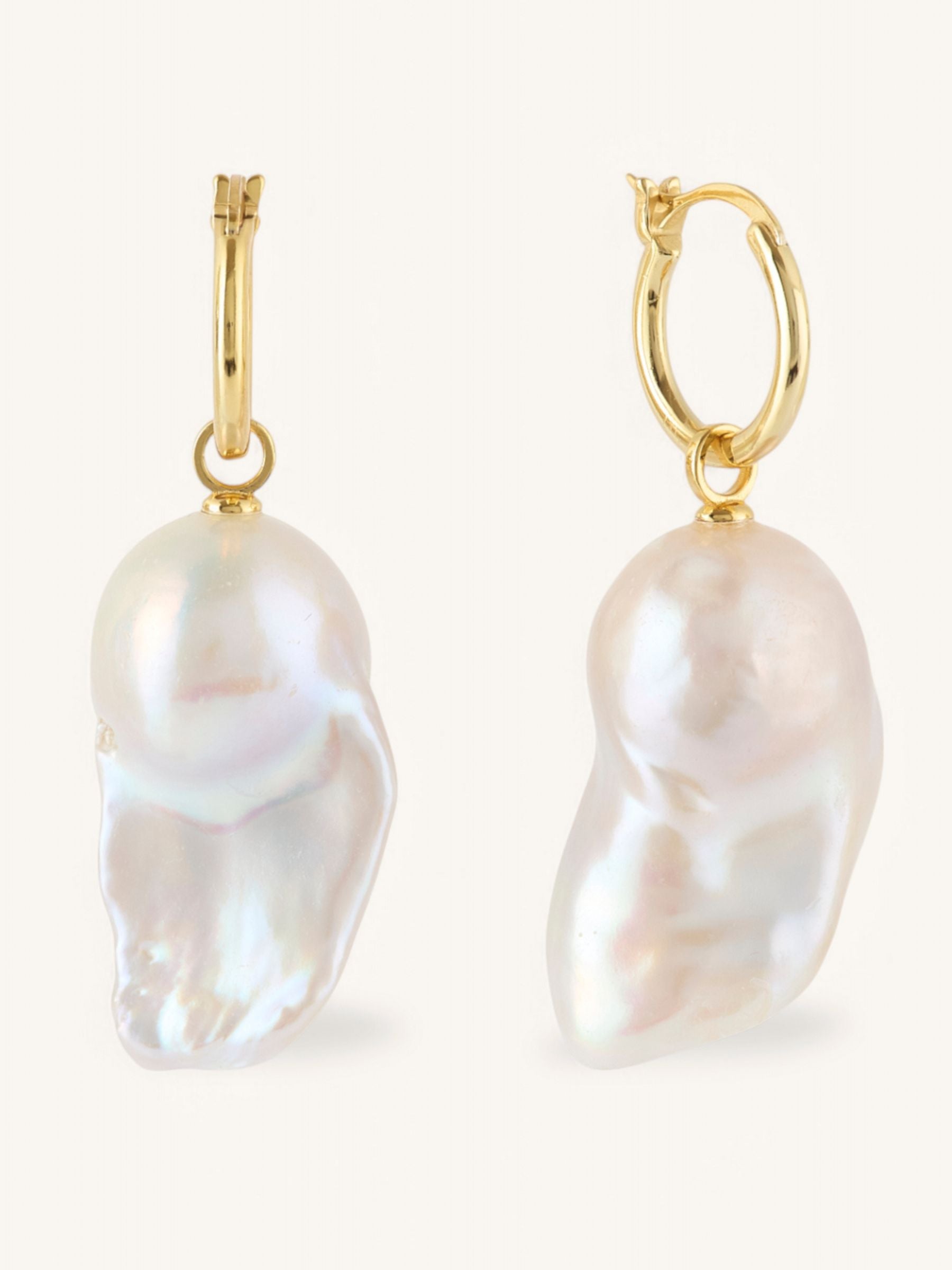 Large Fireball Baroque Pearl Hoop Earrings