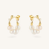 Four Pearl Cluster Hoops