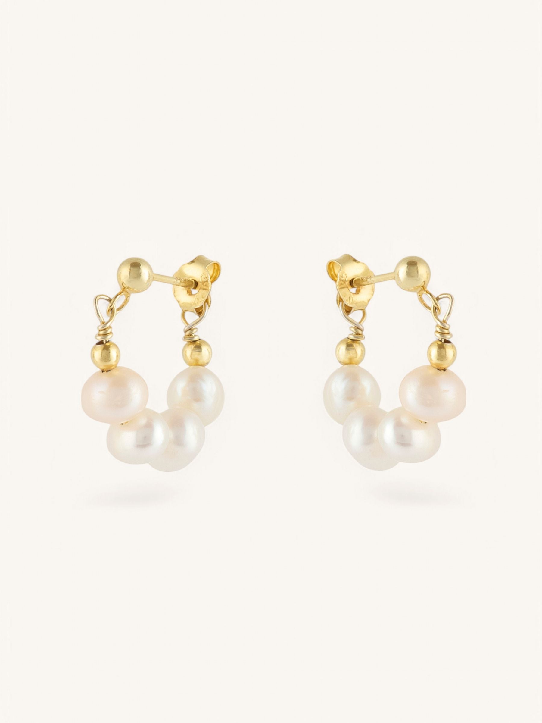 Four Pearl Cluster Hoops