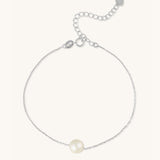 Single Pearl Silver Adjustable Bracelet