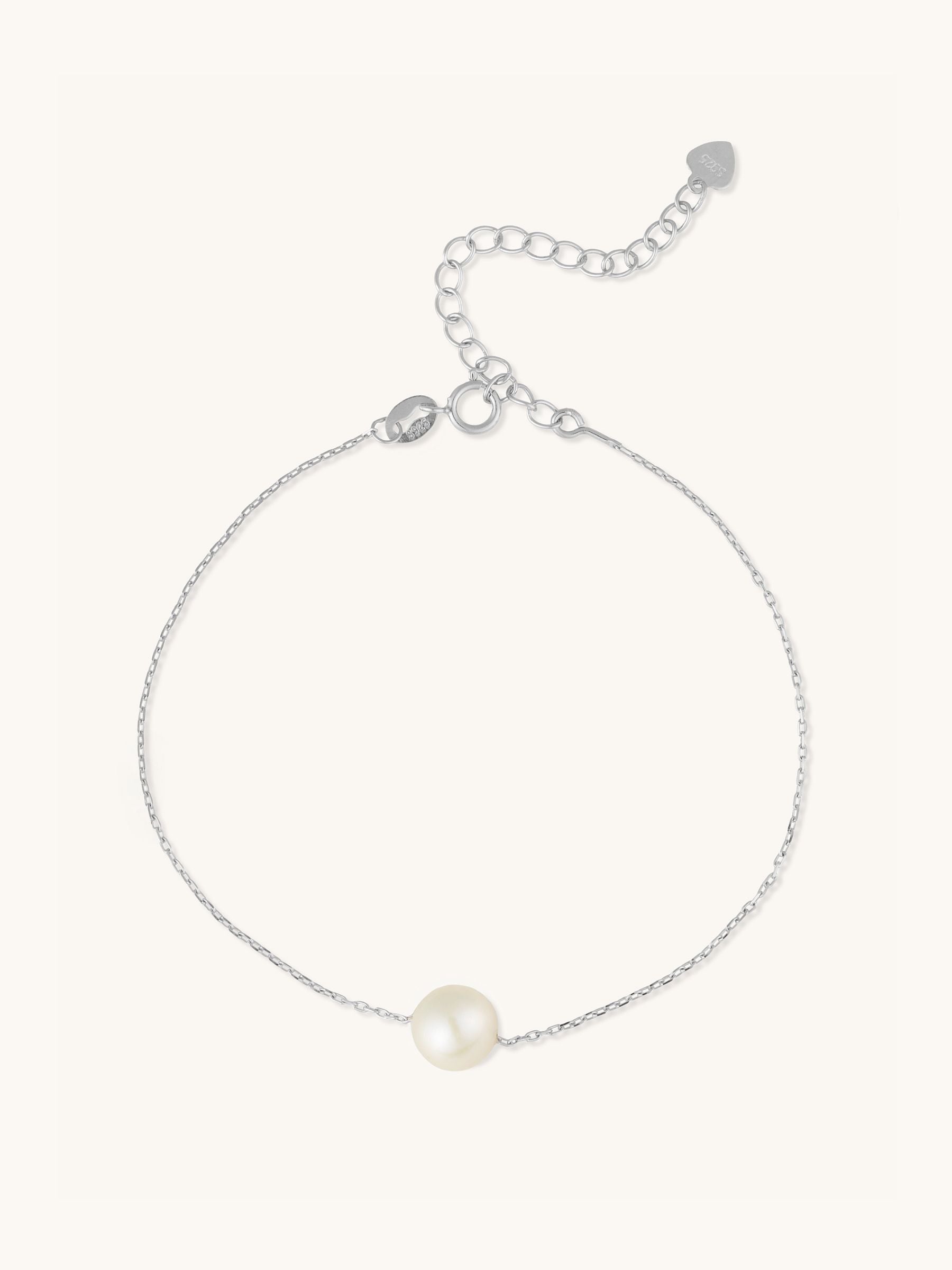 Single Pearl Silver Adjustable Bracelet