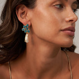 Blue Glass Large Pearl Earrings
