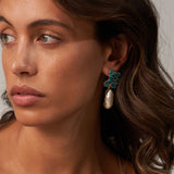 Blue Glass Large Pearl Earrings