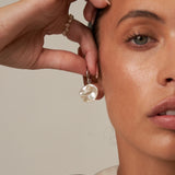 Baroque Pearl Drop Hoop Earrings