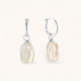 Baroque Pearl Drop Hoop Earrings