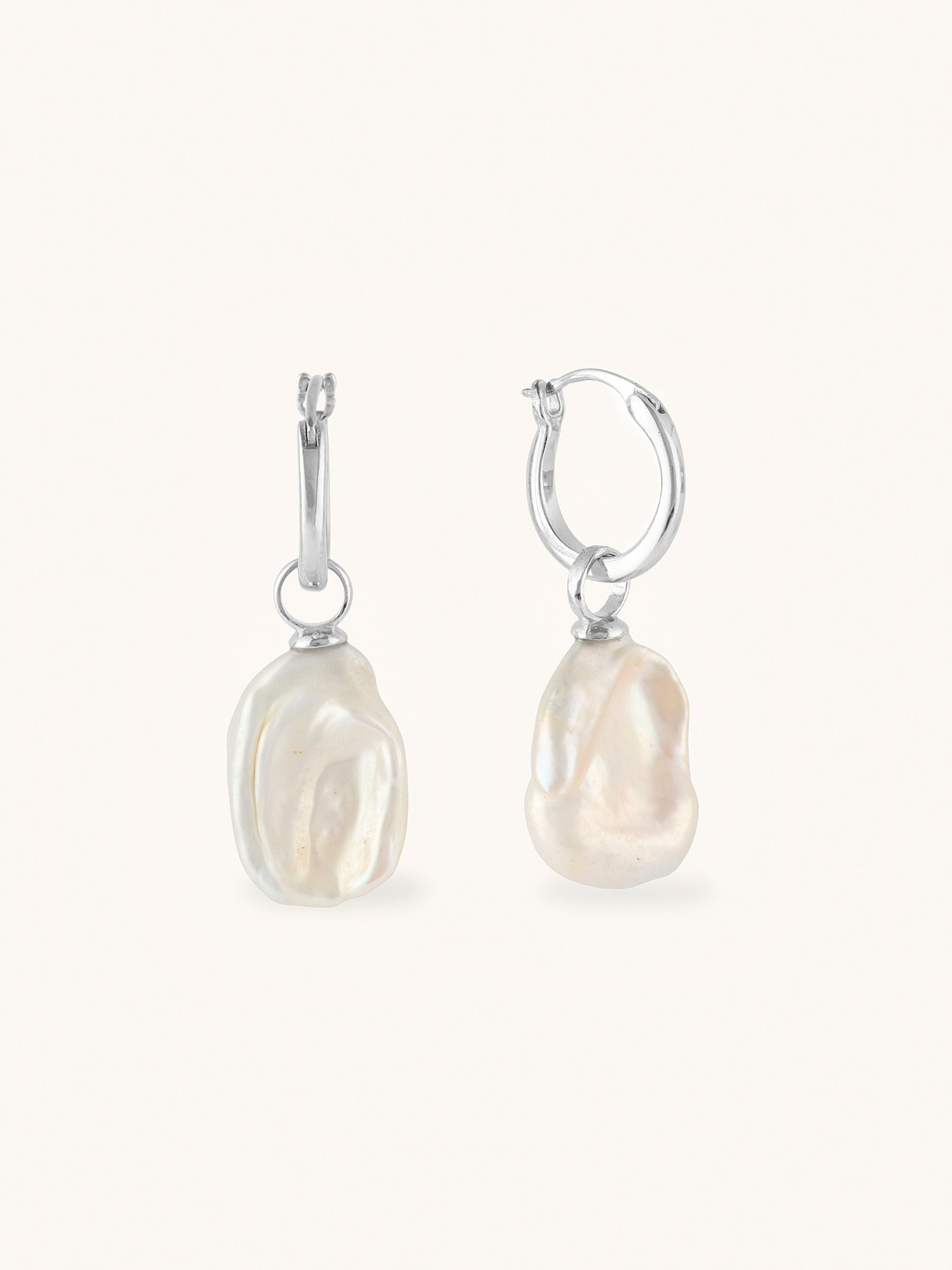 Baroque Pearl Drop Hoop Earrings