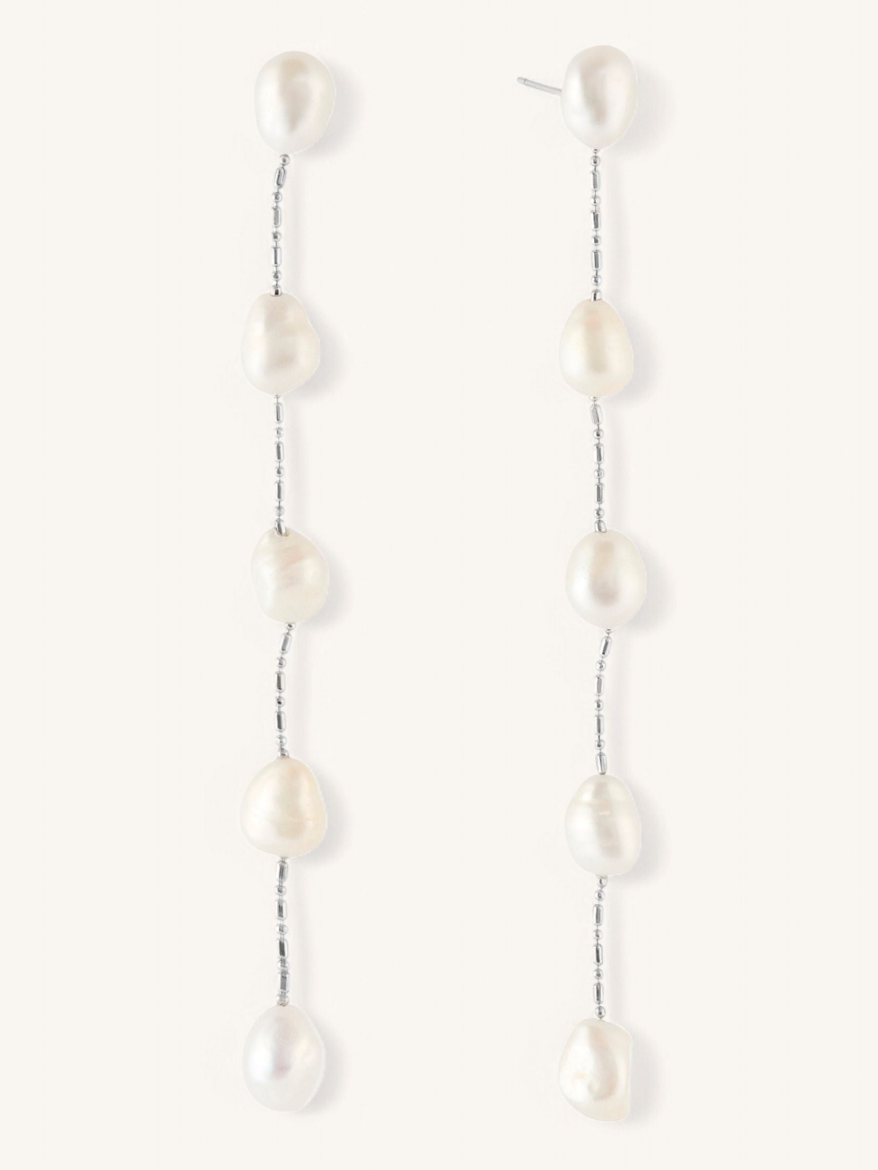 Five Pearl Large Drop Dangle Earrings