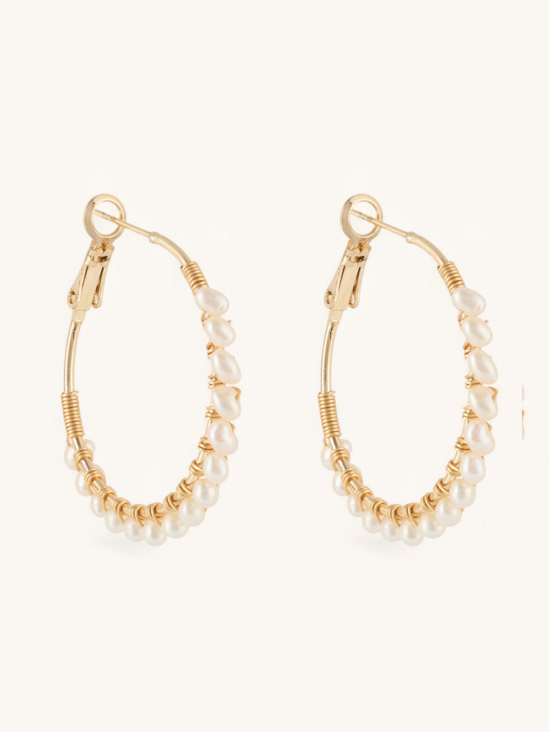 Large Hoop Earring adorned with Pearls